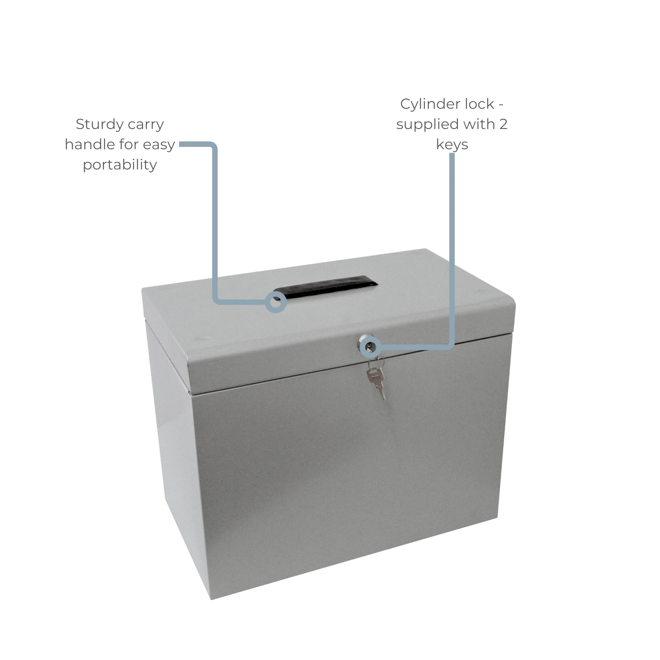 Cathedral A4 Steel File Box with Starter Pack of 5 Suspension Files - Grey