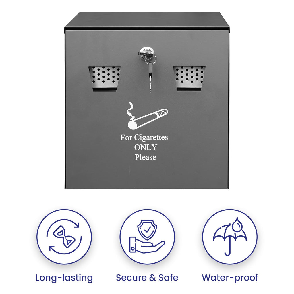 Cigarette Smoking Bin Outdoor Wall Mounted Ashtray 3.4L
