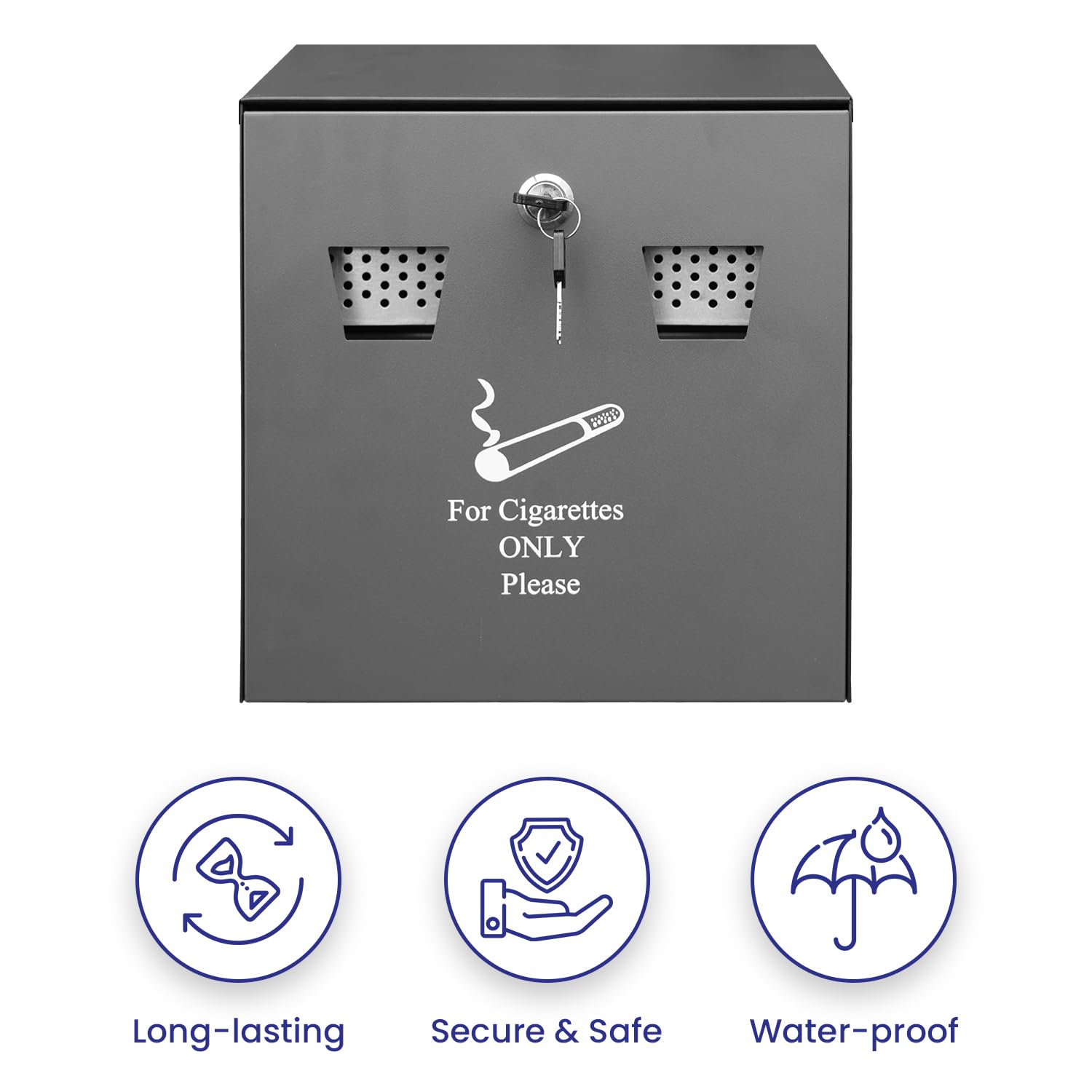 Cigarette Smoking Bin Outdoor Wall Mounted Ashtray 3.4L