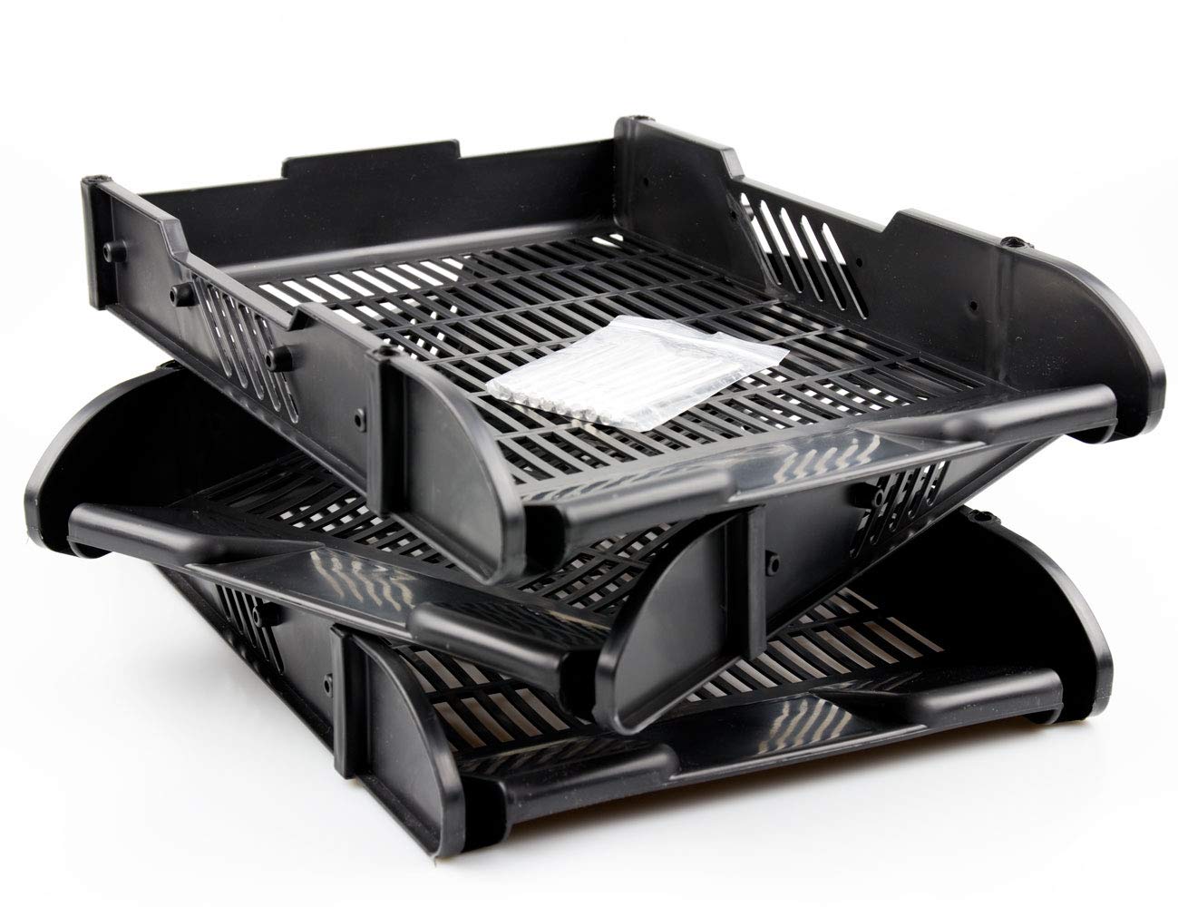 3-Tier Paper Tray - Stackable Desk Organiser Tray - Filing Trays for Letters, Paper, Documents, Magazines