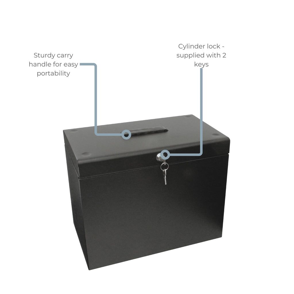 Cathedral A4 Steel File Box with Starter Pack of 5 Suspension Files - Black