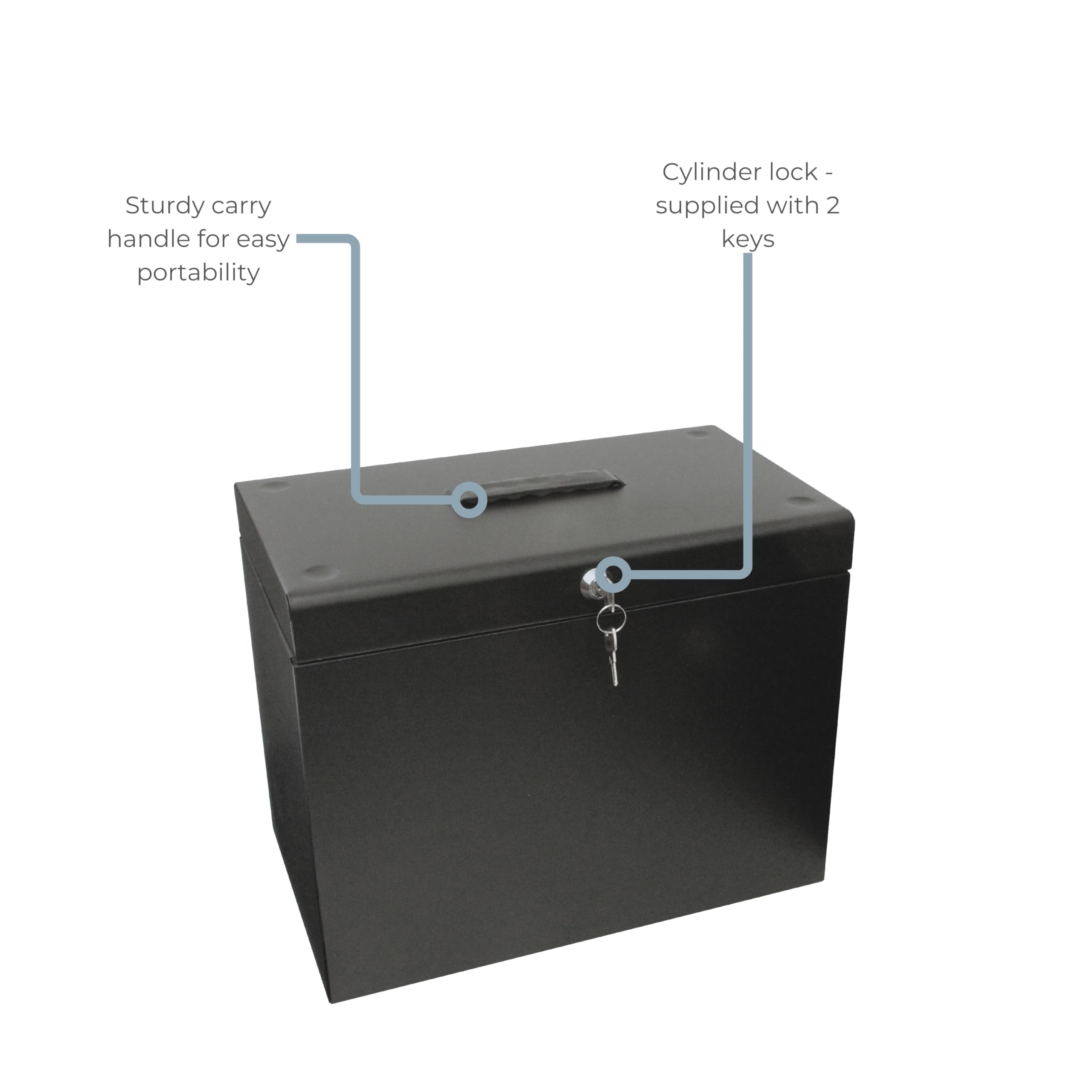 Cathedral A4 Steel File Box with Starter Pack of 5 Suspension Files - Black