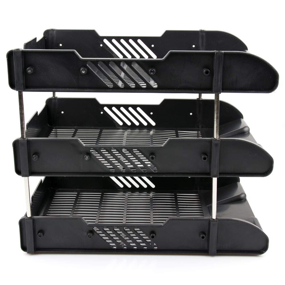 3-Tier Paper Tray - Stackable Desk Organiser Tray - Filing Trays for Letters, Paper, Documents, Magazines
