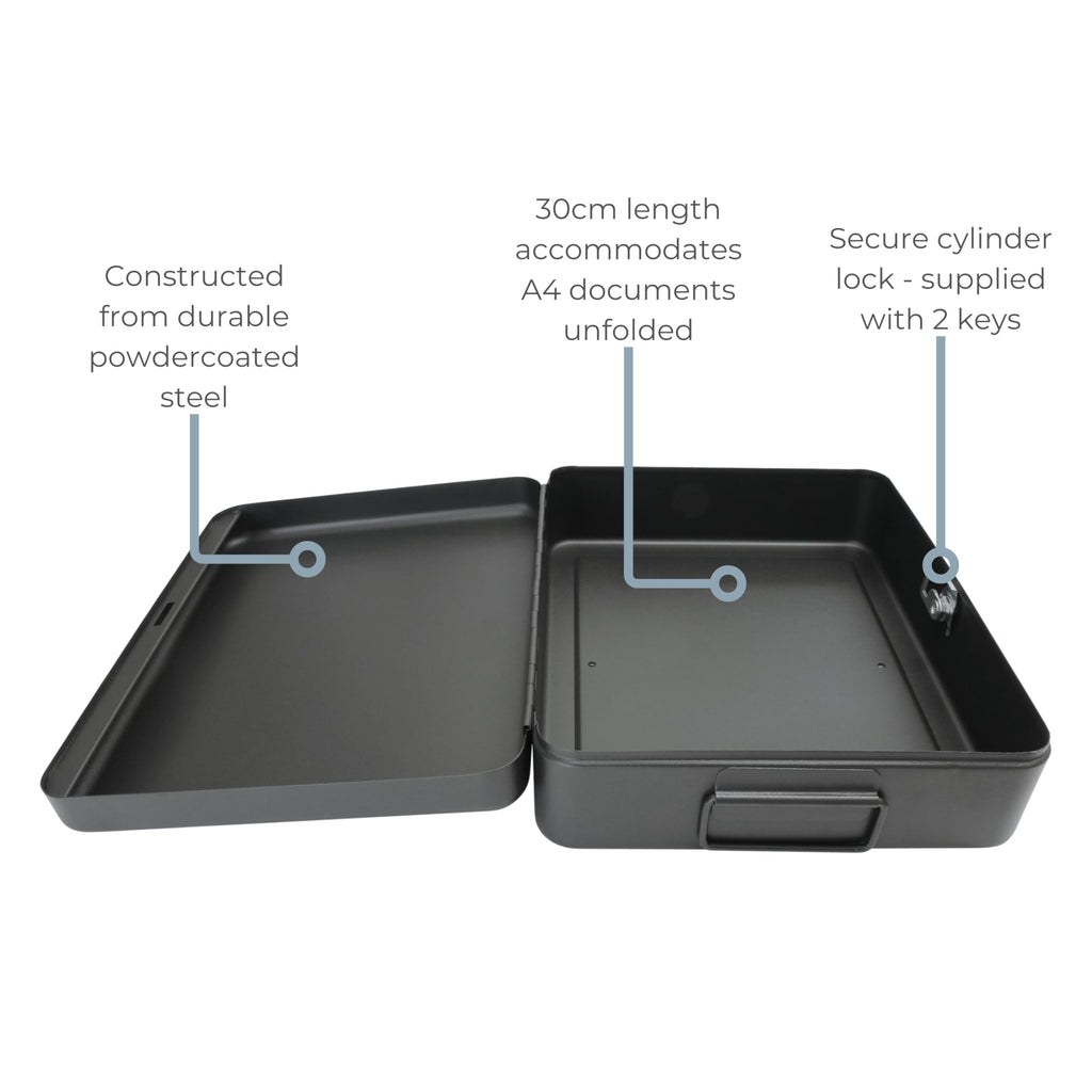 Cathedral 12 Inch Lockable Security Box - Black
