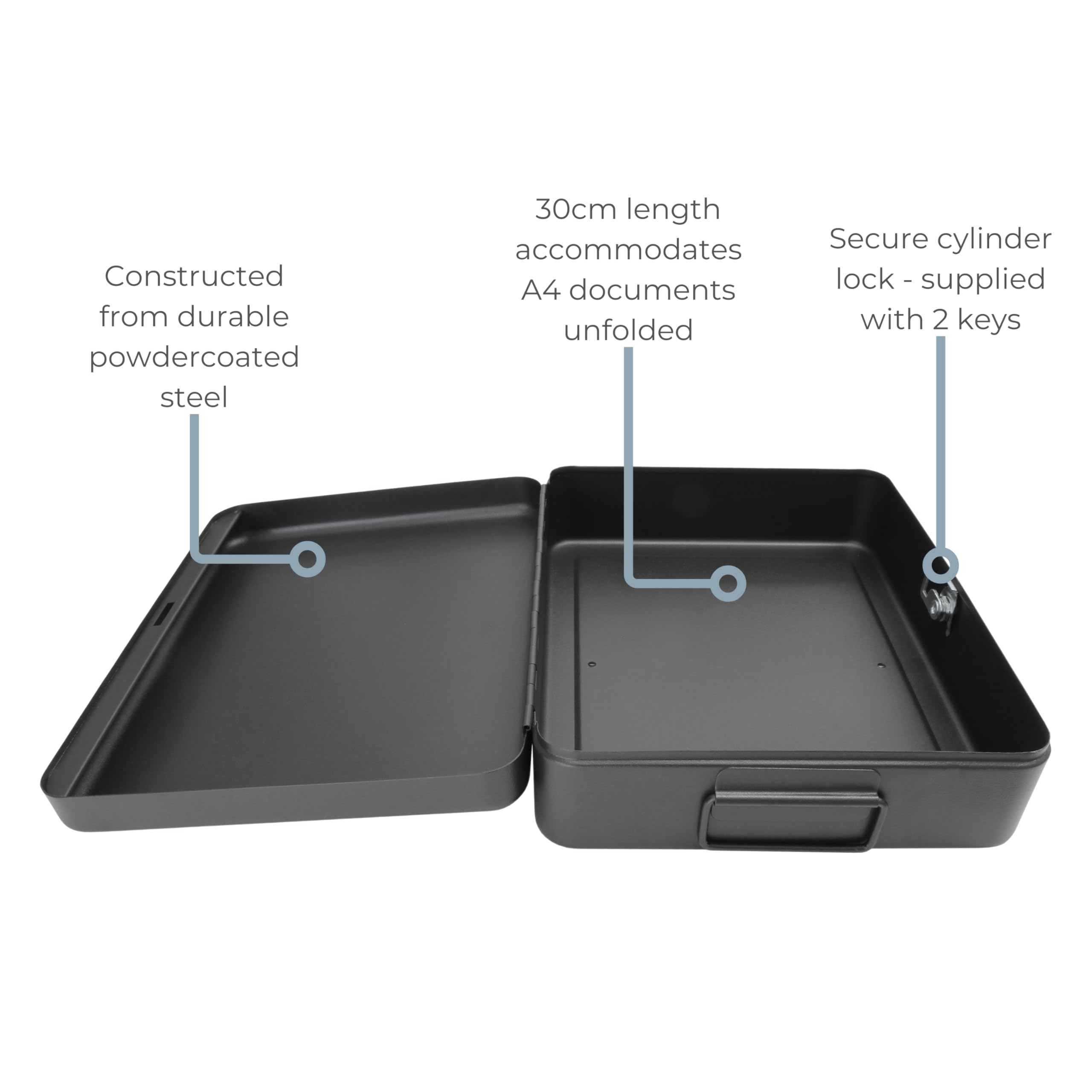 Cathedral 12 Inch Lockable Security Box - Black