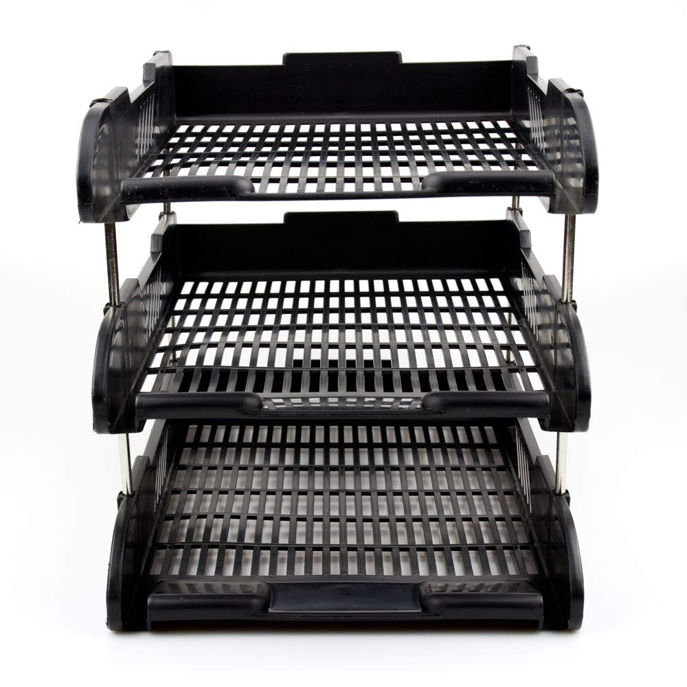 3-Tier Paper Tray - Stackable Desk Organiser Tray - Filing Trays for Letters, Paper, Documents, Magazines