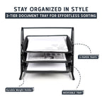 Mesh 3 Tier Office Filing Paper Letter Trays Stackable for Home & Office