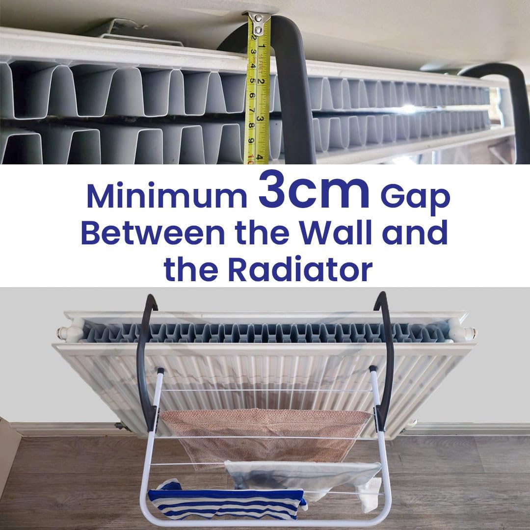 Over Radiator Clothes Airer – 5 Bar Drying Rack, Adjustable Arms, 33x52cm, Indoor & Outdoor