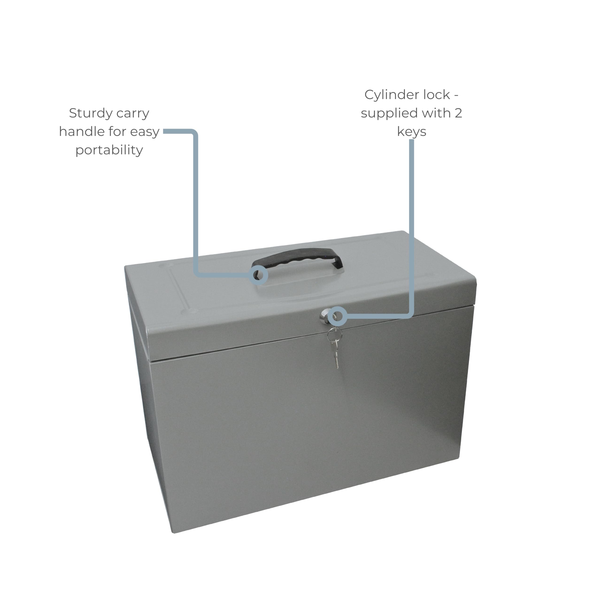 Cathedral A4+ (Foolscap) Steel File Box with Starter Pack of 5 Suspension Files - Grey