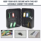 Key Cabinet Wall Mounted – Lockable 20 Hook Key Safe Box, Black