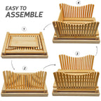 Bamboo Bread Slicer – Adjustable Thickness Loaf Cutter, Crumb Catcher Tray, Food-Safe Wood