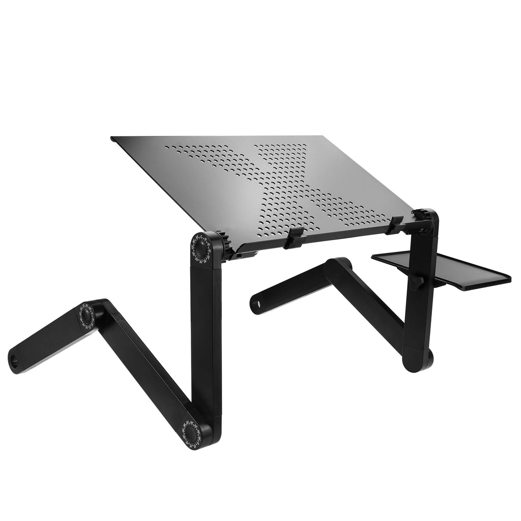 Folding Laptop Stand – Height Adjustable Lap Desk, 360° Legs, Mouse Tray, Portable, Black