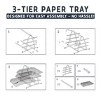Mesh 3 Tier Office Filing Paper Letter Trays Stackable for Home & Office
