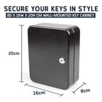 Key Cabinet Wall Mounted – Lockable 20 Hook Key Safe Box, Black