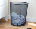 Black Mesh Waste Paper Rubbish Bin Metal Small for Office, Living Rooms, Bedrooms