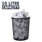 Black Mesh Waste Paper Rubbish Bin Metal Small for Office, Living Rooms, Bedrooms