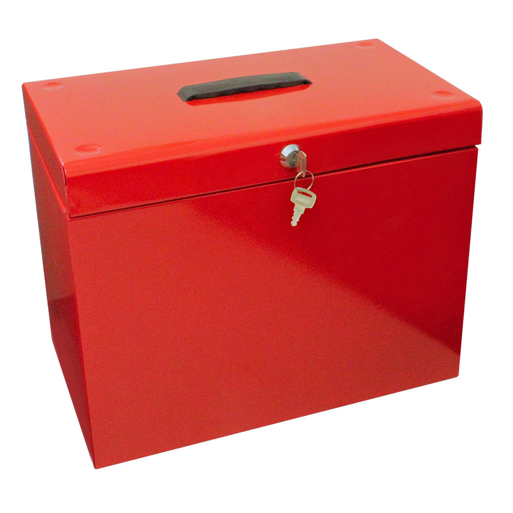 Cathedral A4 Steel File Box with Starter Pack of 5 Suspension Files - Red