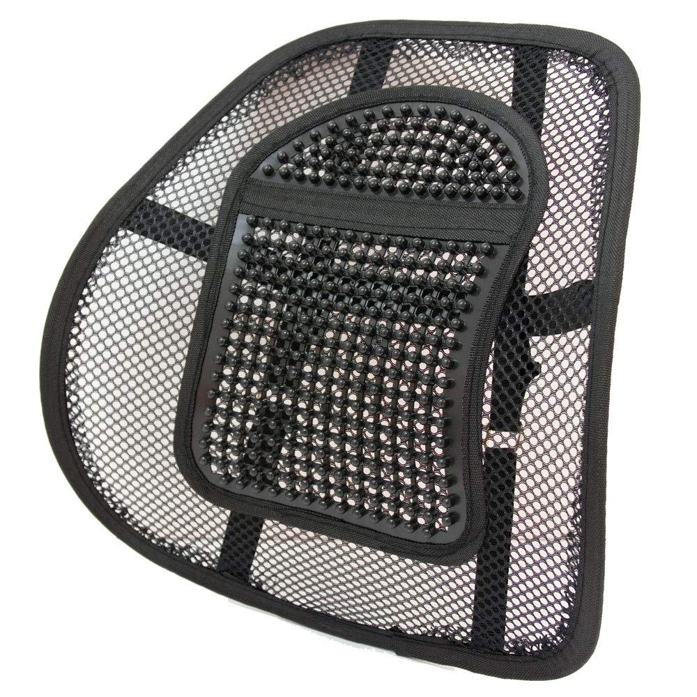 Lumbar Back Support Cushion for Office Chair & Car – Mesh, Massage Beads, Black