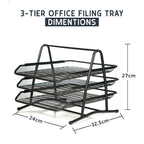 Mesh 3 Tier Office Filing Paper Letter Trays Stackable for Home & Office