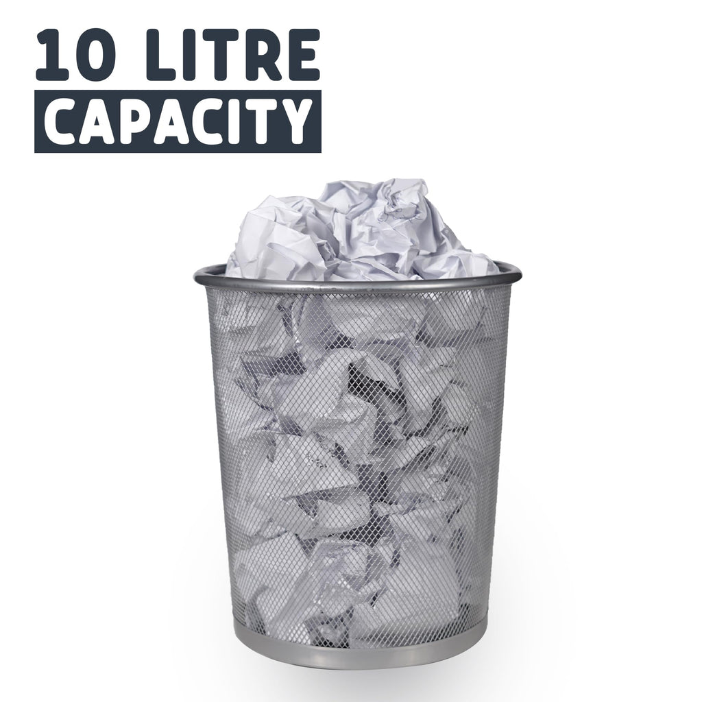 Paper Rubish Bin Waste Basket - Wire Mesh Trash Bin, Silver