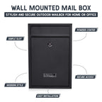 Wall Mounted Post Box – Lockable Outdoor Letterbox, Galvanised Steel, 32x22cm, Black & White