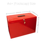 Cathedral A4+ (Foolscap) Steel File Box with Starter Pack of 5 Suspension Files - Red
