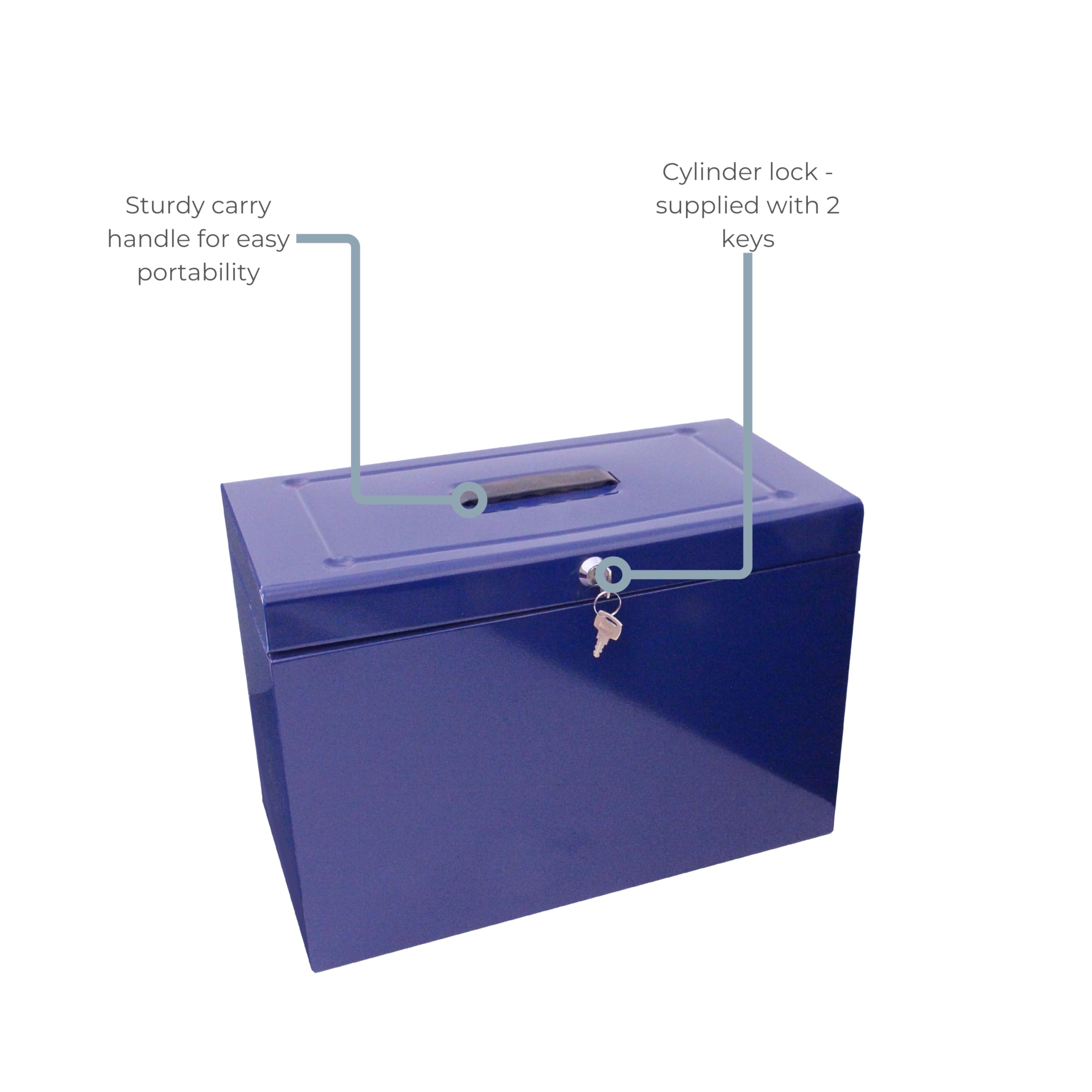 Cathedral A4+ (Foolscap) Steel File Box with Starter Pack of 5 Suspension Files - Blue