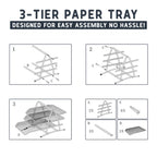Mesh 3 Tier Office Filing Paper Letter Trays Stackable for Home & Office