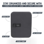 Combination Key Box Wall Mounted – 20 Hook Key Safe Cabinet, Black