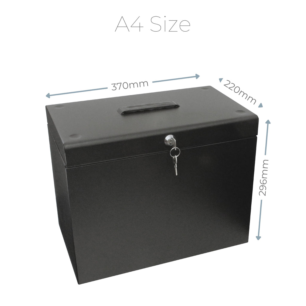 Cathedral A4 Steel File Box with Starter Pack of 5 Suspension Files - Black