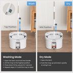 Spin Mop and Bucket Set with Clean & Dirty Water Separation, 360° Flat Head, 3 Microfibre Pads