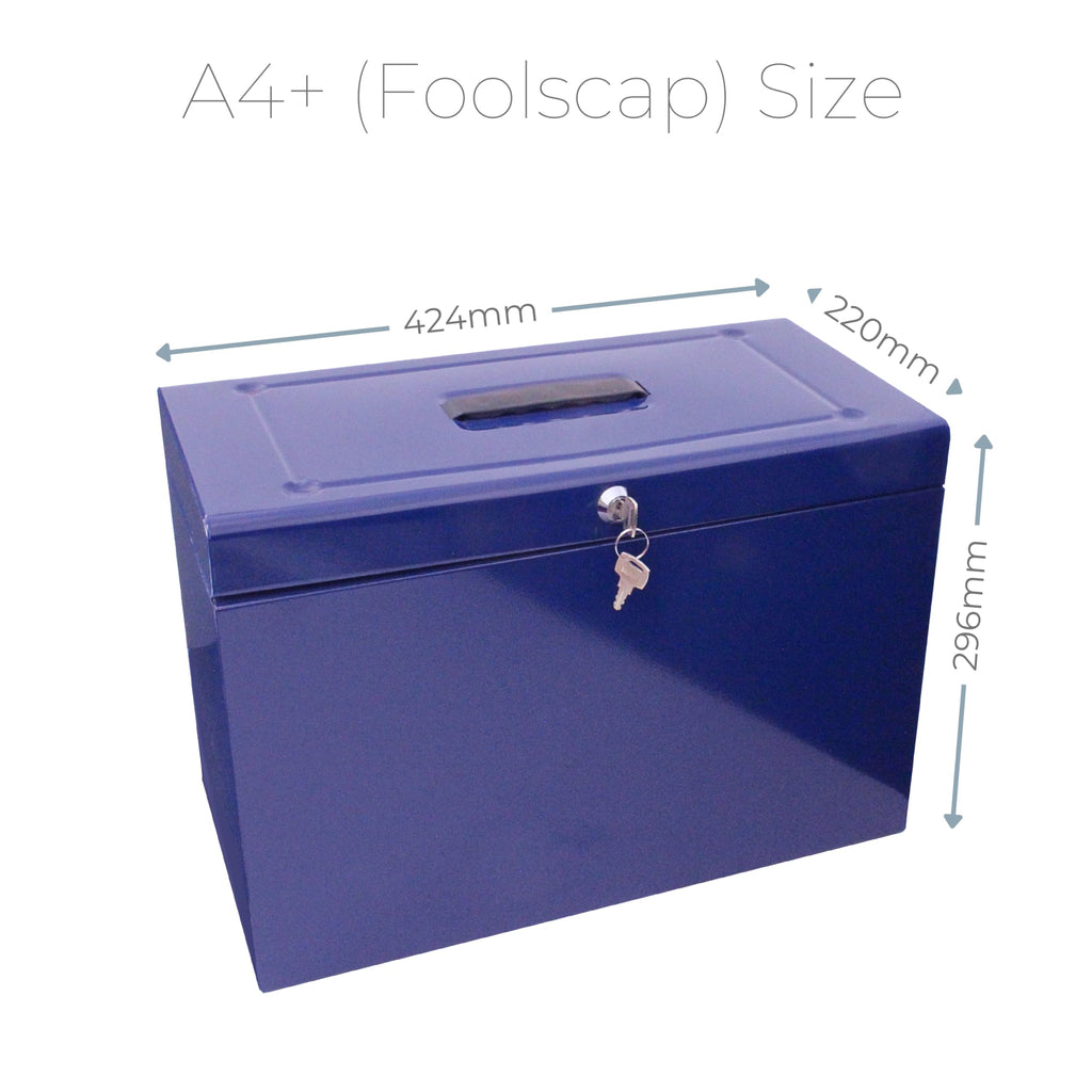 Cathedral A4+ (Foolscap) Steel File Box with Starter Pack of 5 Suspension Files - Blue