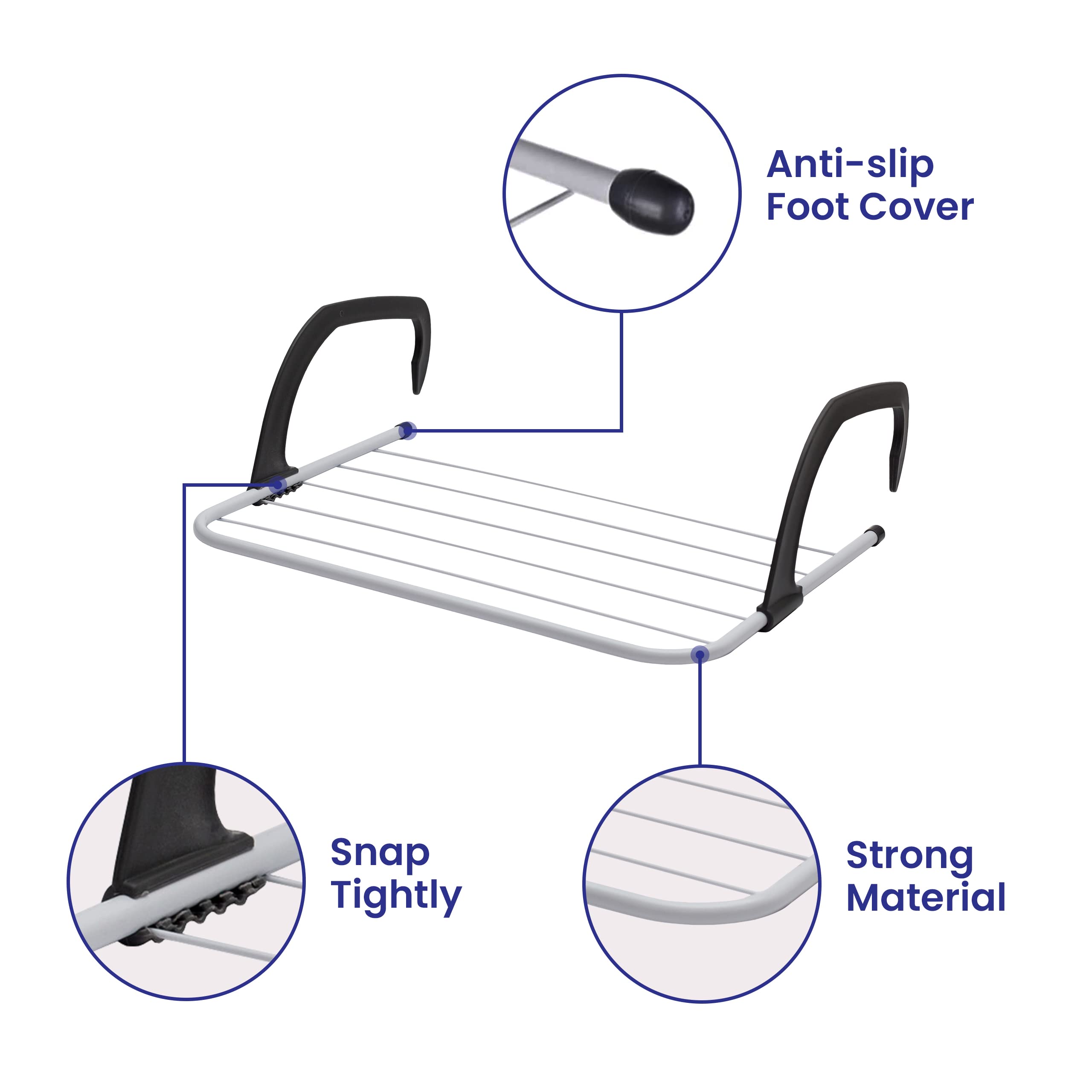 Over Radiator Clothes Airer – 5 Bar Drying Rack, Adjustable Arms, 33x52cm, Indoor & Outdoor