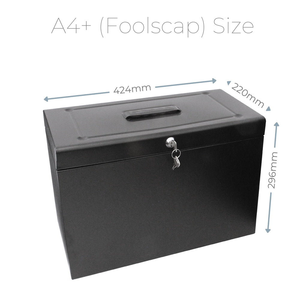 Cathedral A4+ (Foolscap) Steel File Box with Starter Pack of 5 Suspension Files - Black