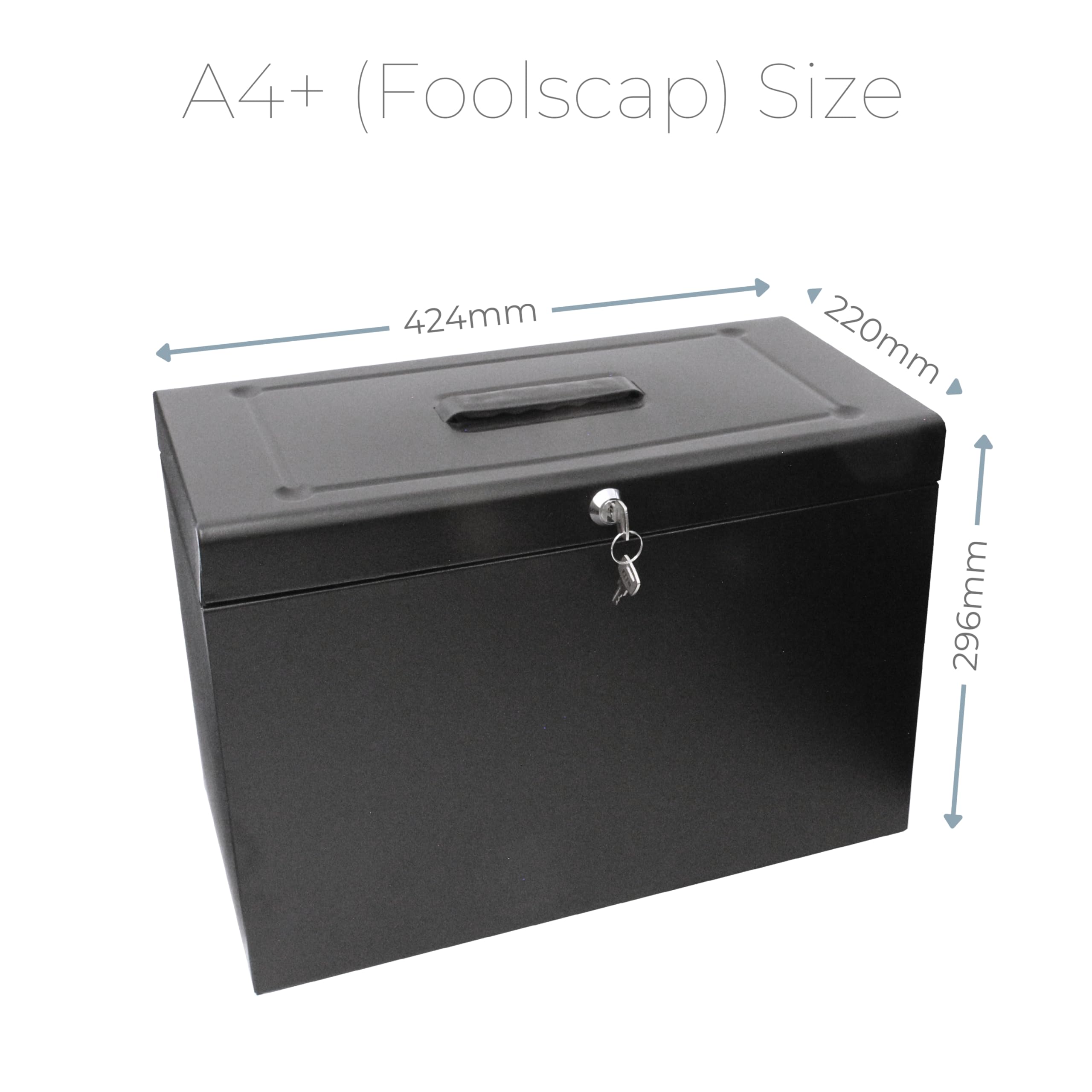 Cathedral A4+ (Foolscap) Steel File Box with Starter Pack of 5 Suspension Files - Black