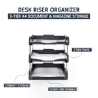 3-Tier Paper Tray - Stackable Desk Organiser Tray - Filing Trays for Letters, Paper, Documents, Magazines