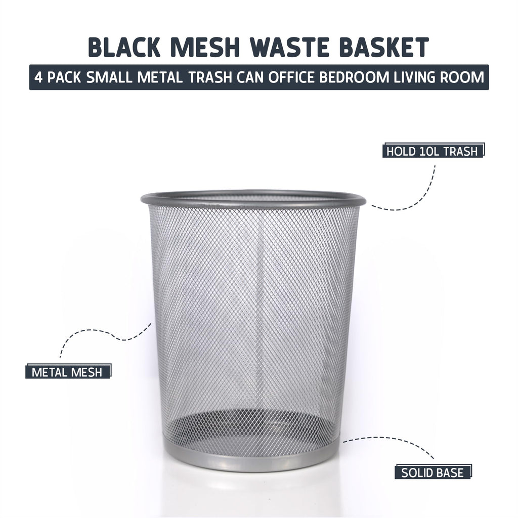 Paper Rubish Bin Waste Basket - Wire Mesh Trash Bin, Silver