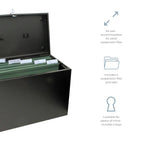 Cathedral A4 Steel File Box with Starter Pack of 5 Suspension Files - Black
