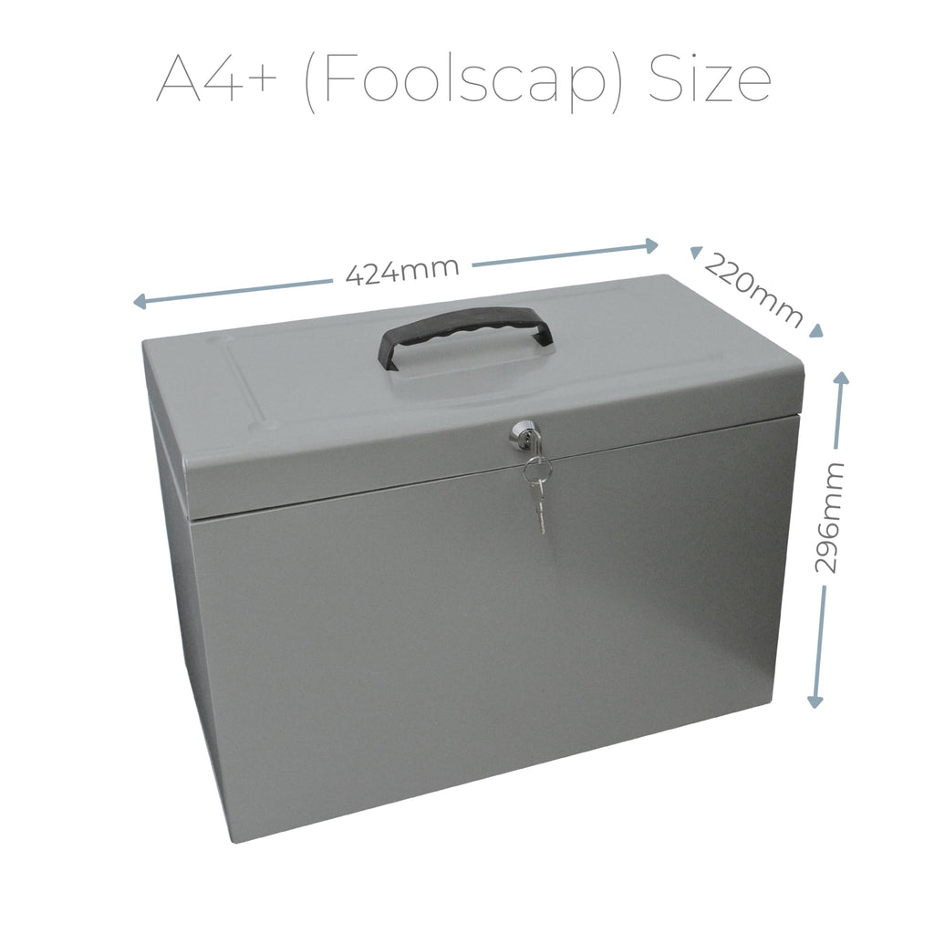 Cathedral A4+ (Foolscap) Steel File Box with Starter Pack of 5 Suspension Files - Grey