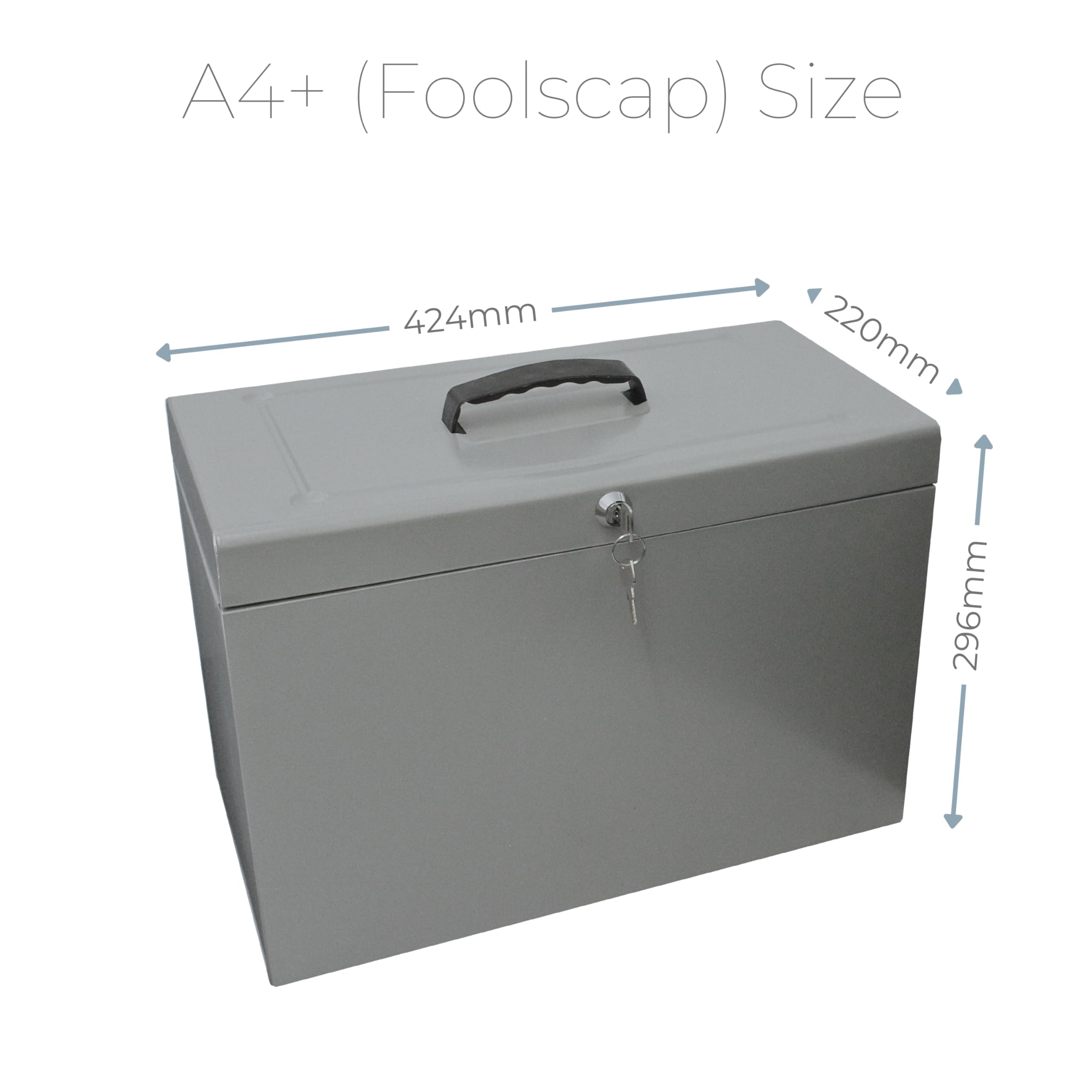 Cathedral A4+ (Foolscap) Steel File Box with Starter Pack of 5 Suspension Files - Grey