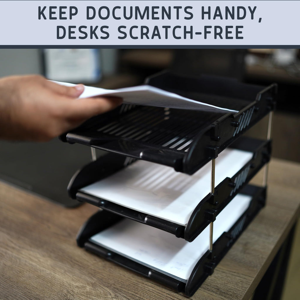 3-Tier Paper Tray - Stackable Desk Organiser Tray - Filing Trays for Letters, Paper, Documents, Magazines