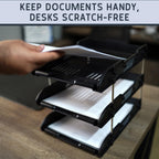 3-Tier Paper Tray - Stackable Desk Organiser Tray - Filing Trays for Letters, Paper, Documents, Magazines