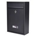 Black Wall Mounted Post Box - Lockable Outside Mail Box 32Hx22Wx9D cm Letterbox Outdoor - Waterproof Galvanised Steel with Powder-Coated Finish - Pre-Drilled for Easy Installation