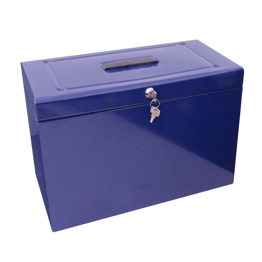 Cathedral A4+ (Foolscap) Steel File Box with Starter Pack of 5 Suspension Files - Blue