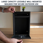 Wall Mounted Post Box – Lockable Outdoor Letterbox, Galvanised Steel, 32x22cm, Black & White