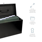 Cathedral A4+ (Foolscap) Steel File Box with Starter Pack of 5 Suspension Files - Black