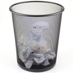Black Mesh Waste Paper Rubbish Bin Metal Small for Office, Living Rooms, Bedrooms