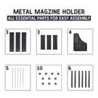Magazine File Holder Desktop – 3 Section A4 Document Organiser, Metal Mesh, Black