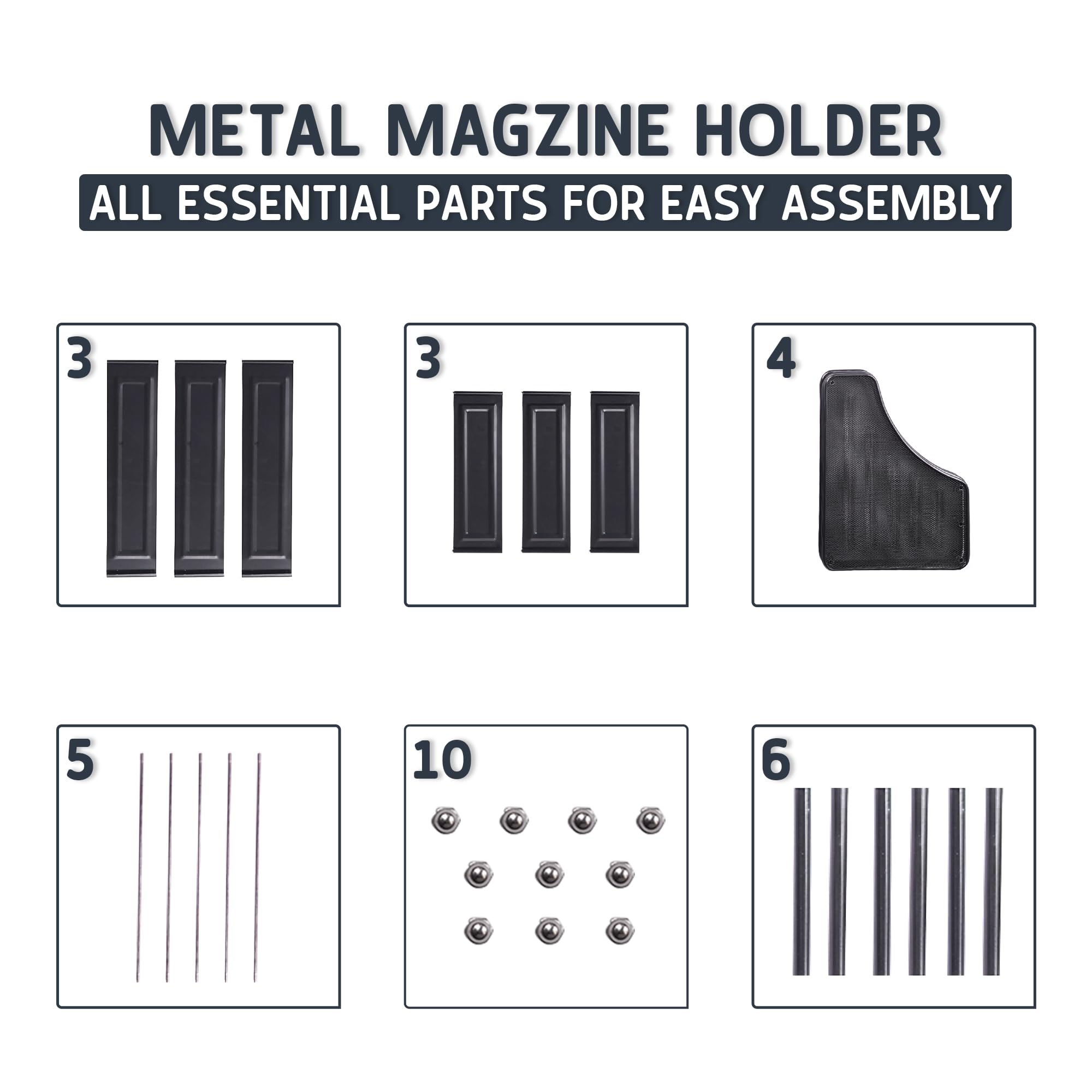Magazine File Holder Desktop – 3 Section A4 Document Organiser, Metal Mesh, Black