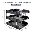 3-Tier Paper Tray - Stackable Desk Organiser Tray - Filing Trays for Letters, Paper, Documents, Magazines